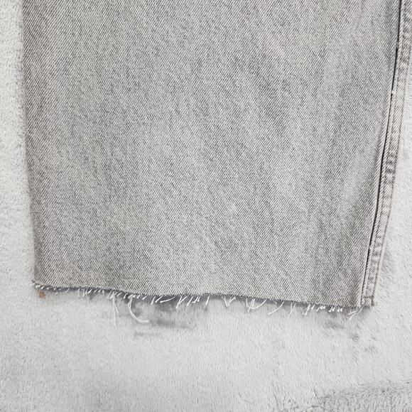 NEW Pull & Bear Jeans Womens 10 Gray High Rise Straight Leg Raw Hem Stretch - Picture 4 of 16